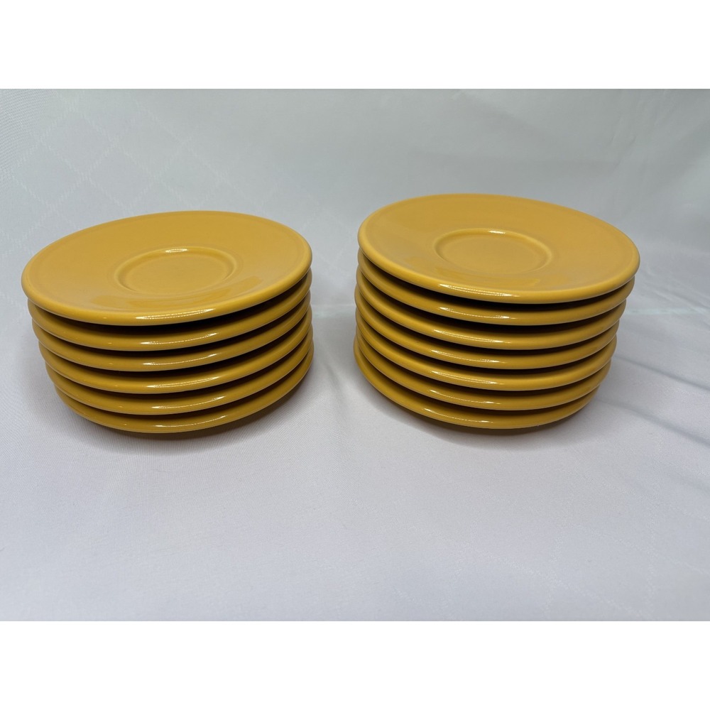 Set Of 11 Homer Laughlin Fiesta-Style Mustard-Yellow Saucers